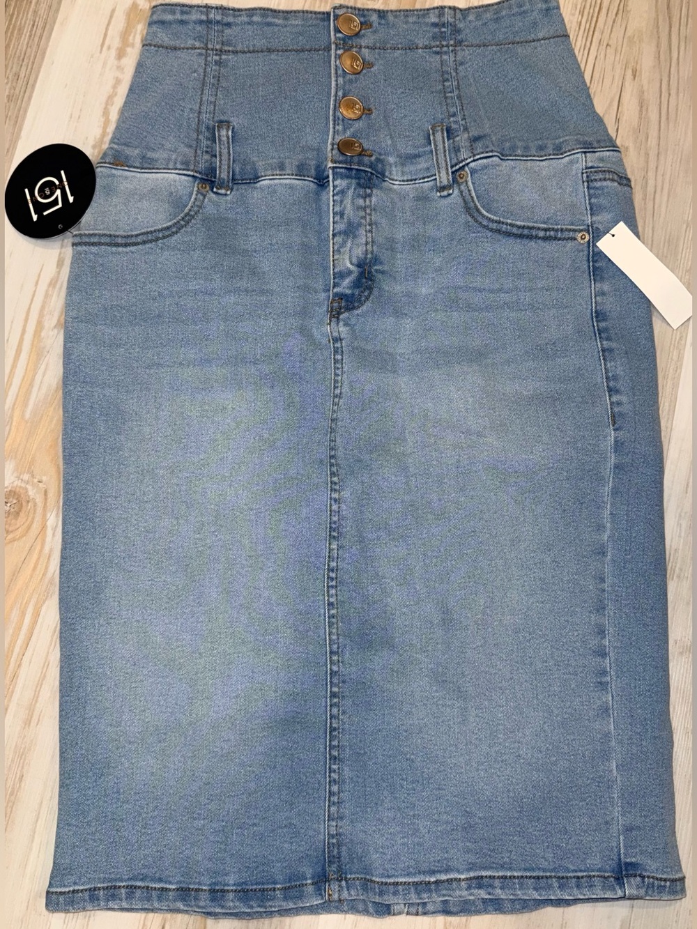 Modest Denim Pencil High-Waisted Light Blue Pencil Skirt NWT S-M-L